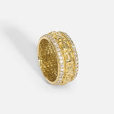 Angled ertical view of Skulls In A Line Band / Pave White Diamonds showcasing out details by Fitzgerald Jewelry