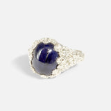 Alternative side view of Skulls & Flowers / Sapphire & Diamond Ring by Fitzgerald Jewelry