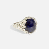 Side view of Skulls & Flowers / Sapphire & Diamond Ring by Fitzgerald Jewelry