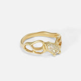 Side view of Dappled Summer / Shield Diamond Ring