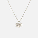 Front view of Lotus Necklace in 14k white gold