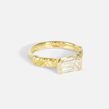 Side view of Paths / Emerald Cut Ring by Young Sun Song
