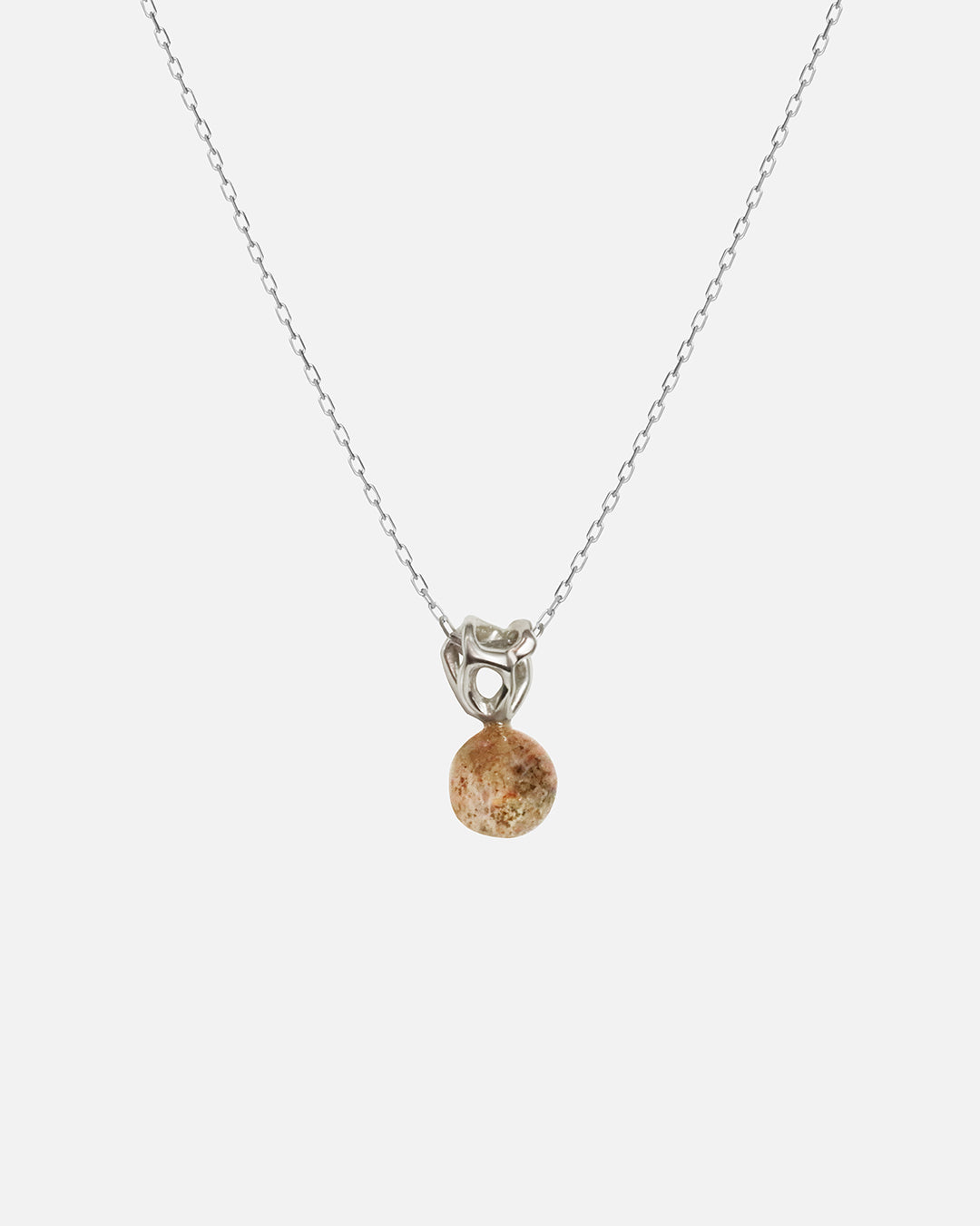 Front view of Reflections Pendant / Brown Sunstone by Young Sun Song in 14k white gold