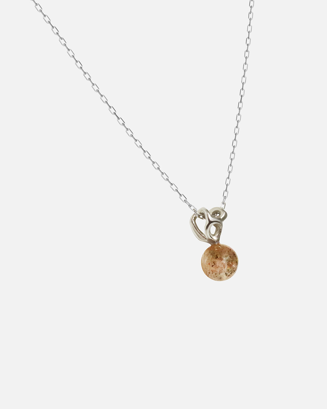 Side view of Reflections Pendant / Brown Sunstone by Young Sun Song in 14k white gold