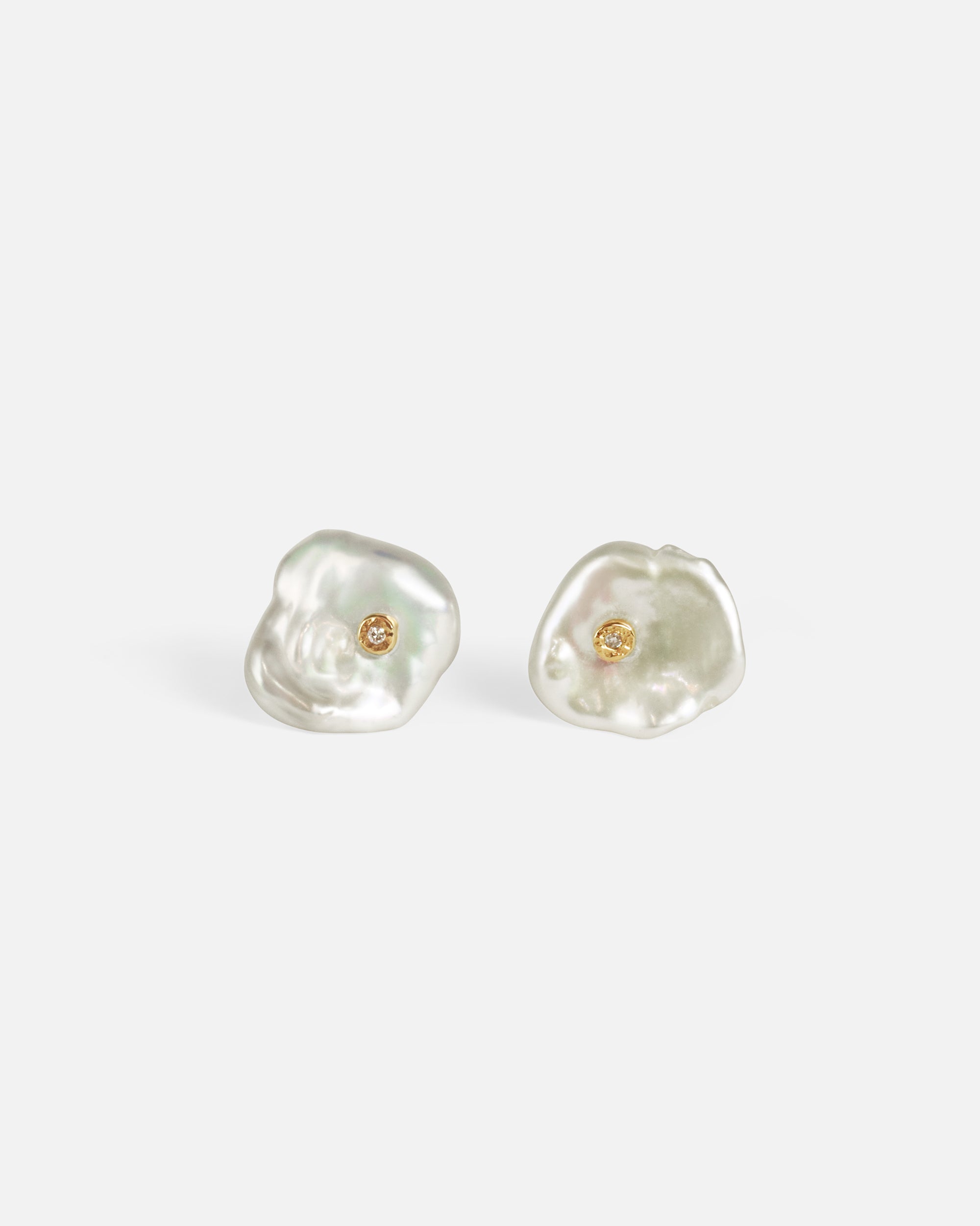 Front view of Keshi Petal Studs / III by Ariko