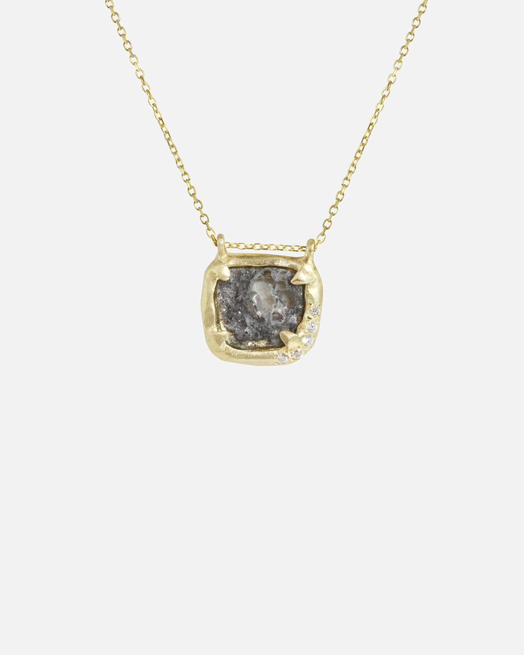 Front view of Salt and Pepper Sliced Necklace / III by Ariko