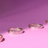 Group shot of all band width options featuring Flat Band / 5.5mm Customizable, Flat Band / 4.5mm Customizable, Flat Band / 3.5mm Customizable,  and Flat Band / 2mm Customizable