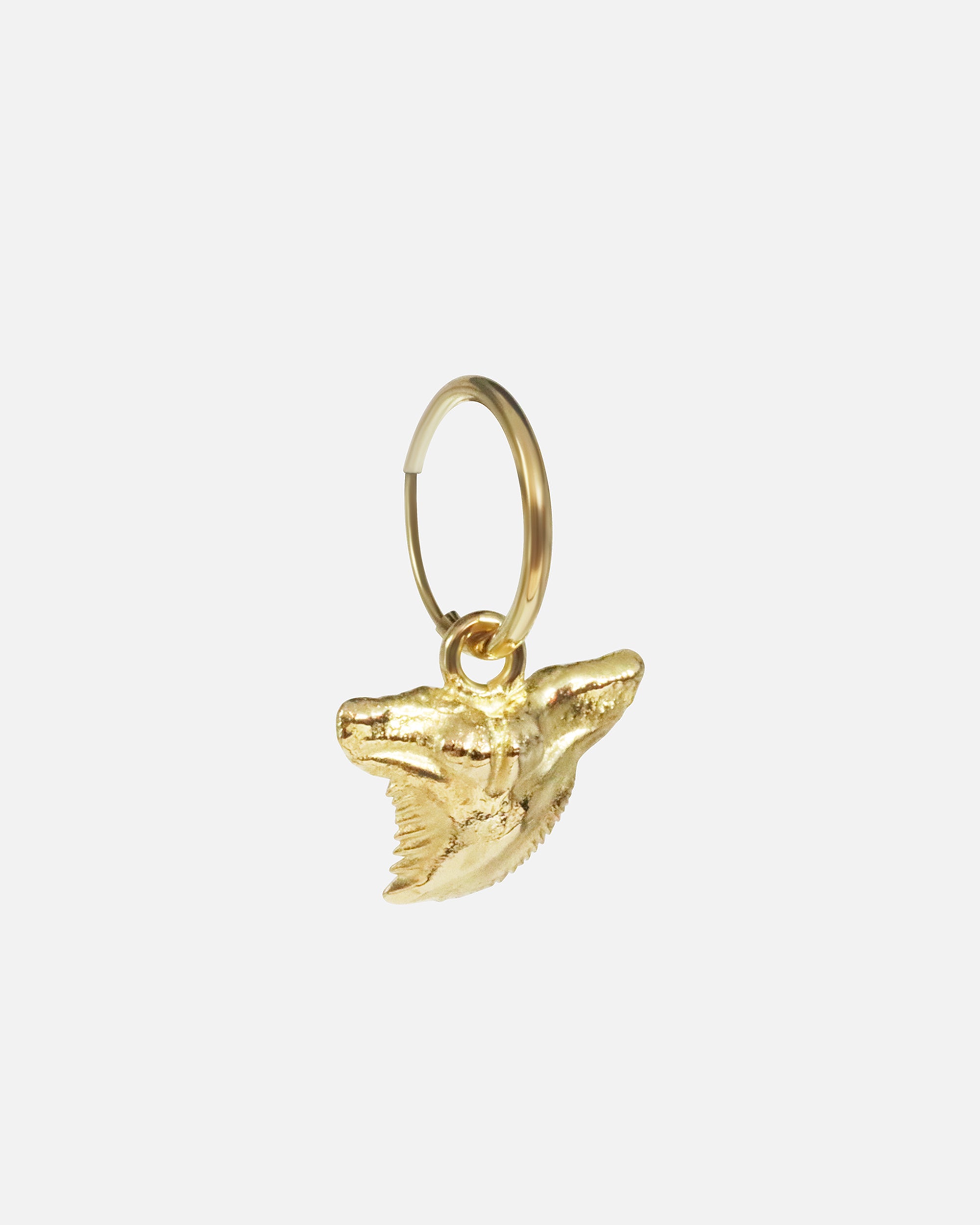 Side view of Mini Mega Shredder Charm in 14k yellow gold by Ides