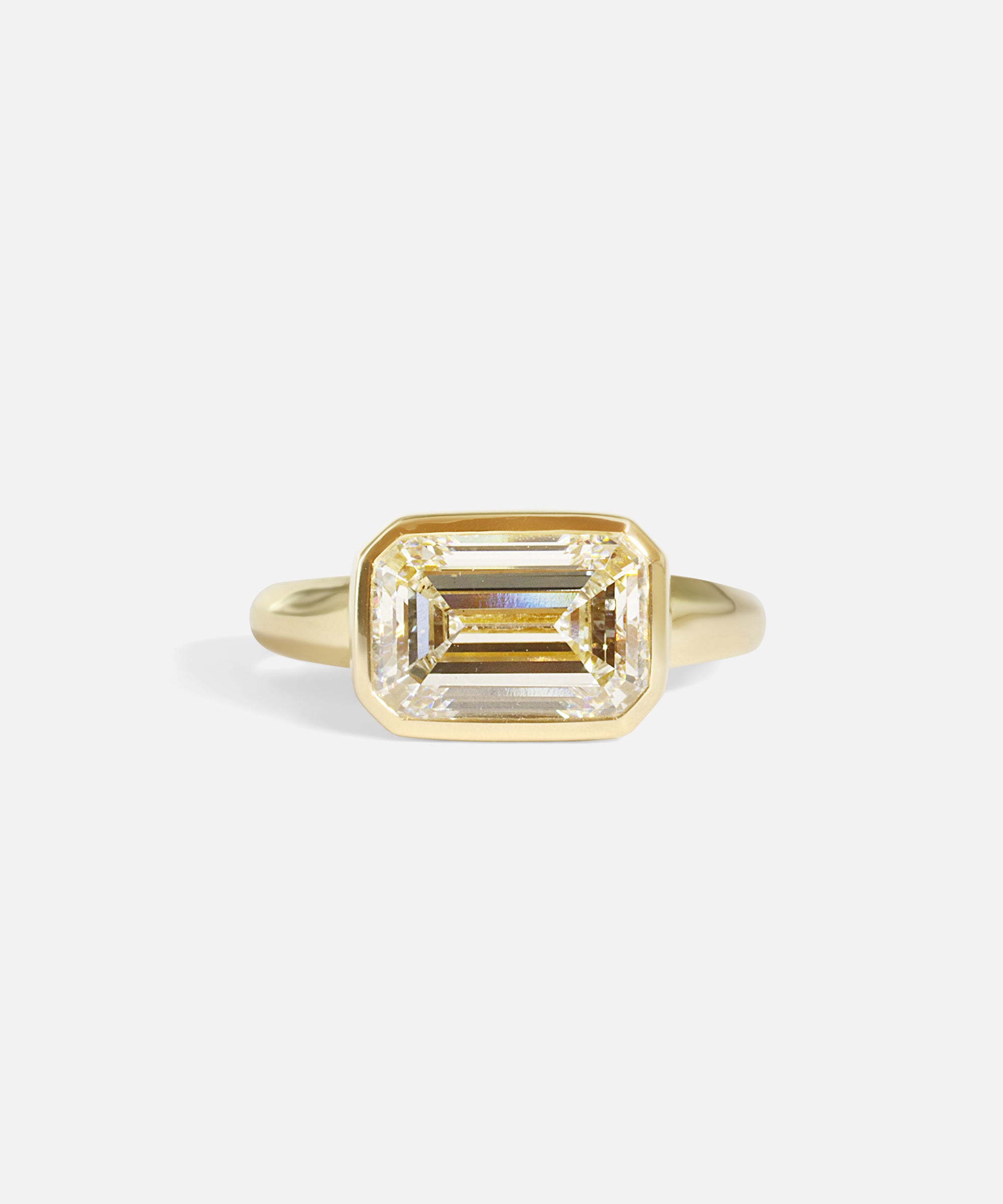 Front view of Fractal Ring / 3.6ct Lab Diamond in 14k yellow gold by Joko