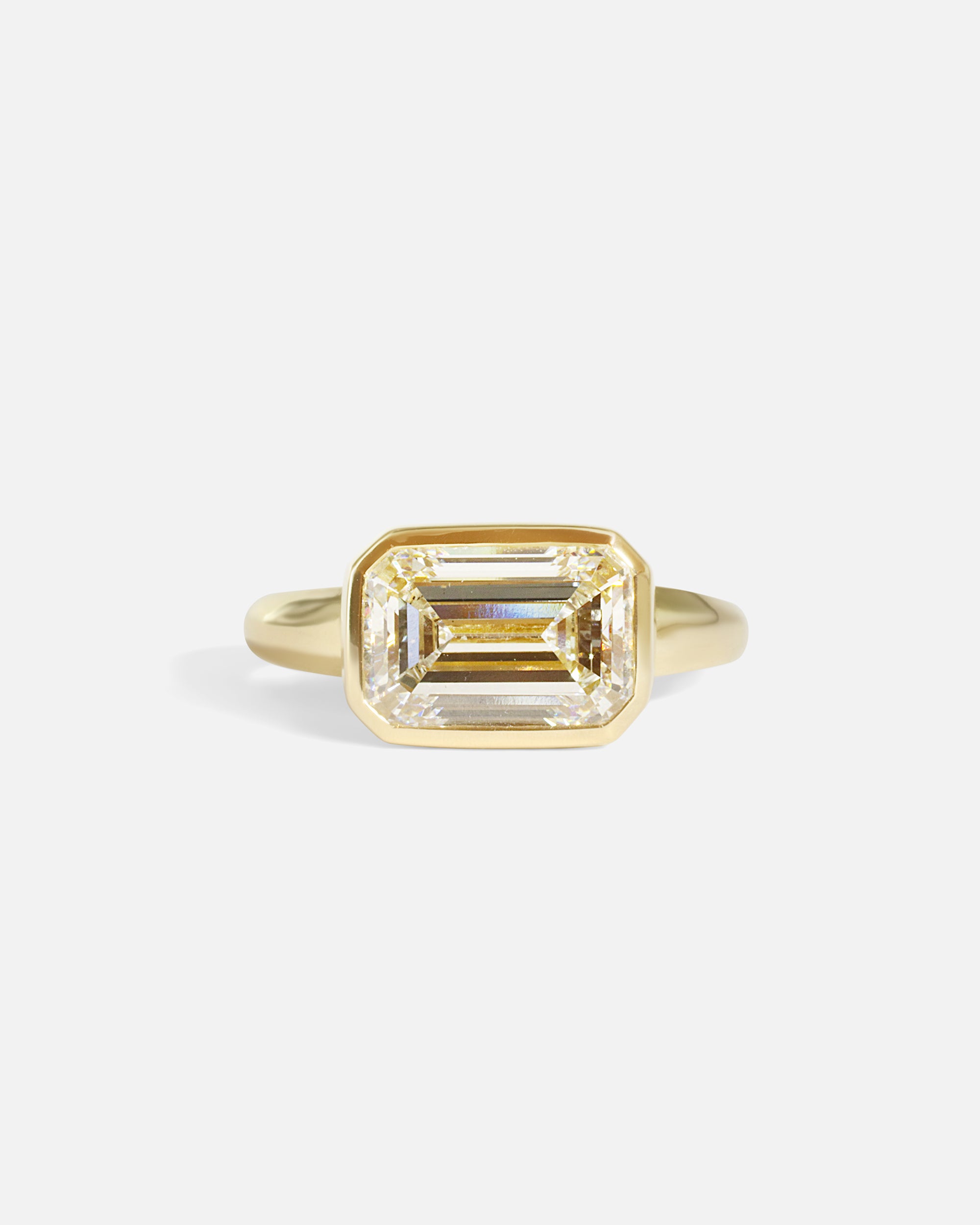 Front view of Fractal Ring / 3.6ct Lab Diamond in 14k yellow gold by Joko