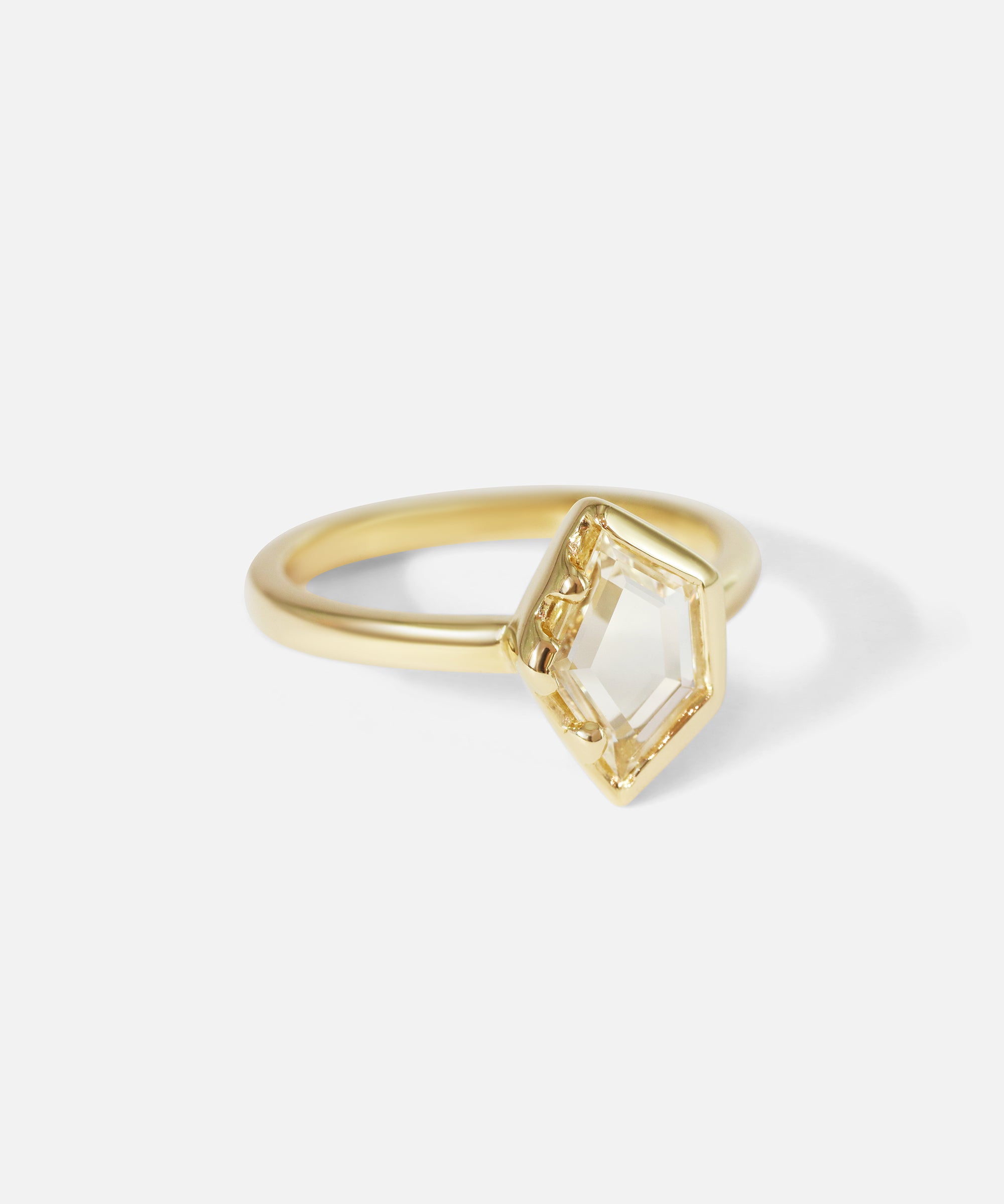 Side view of Portrait Ring / White Sapphire