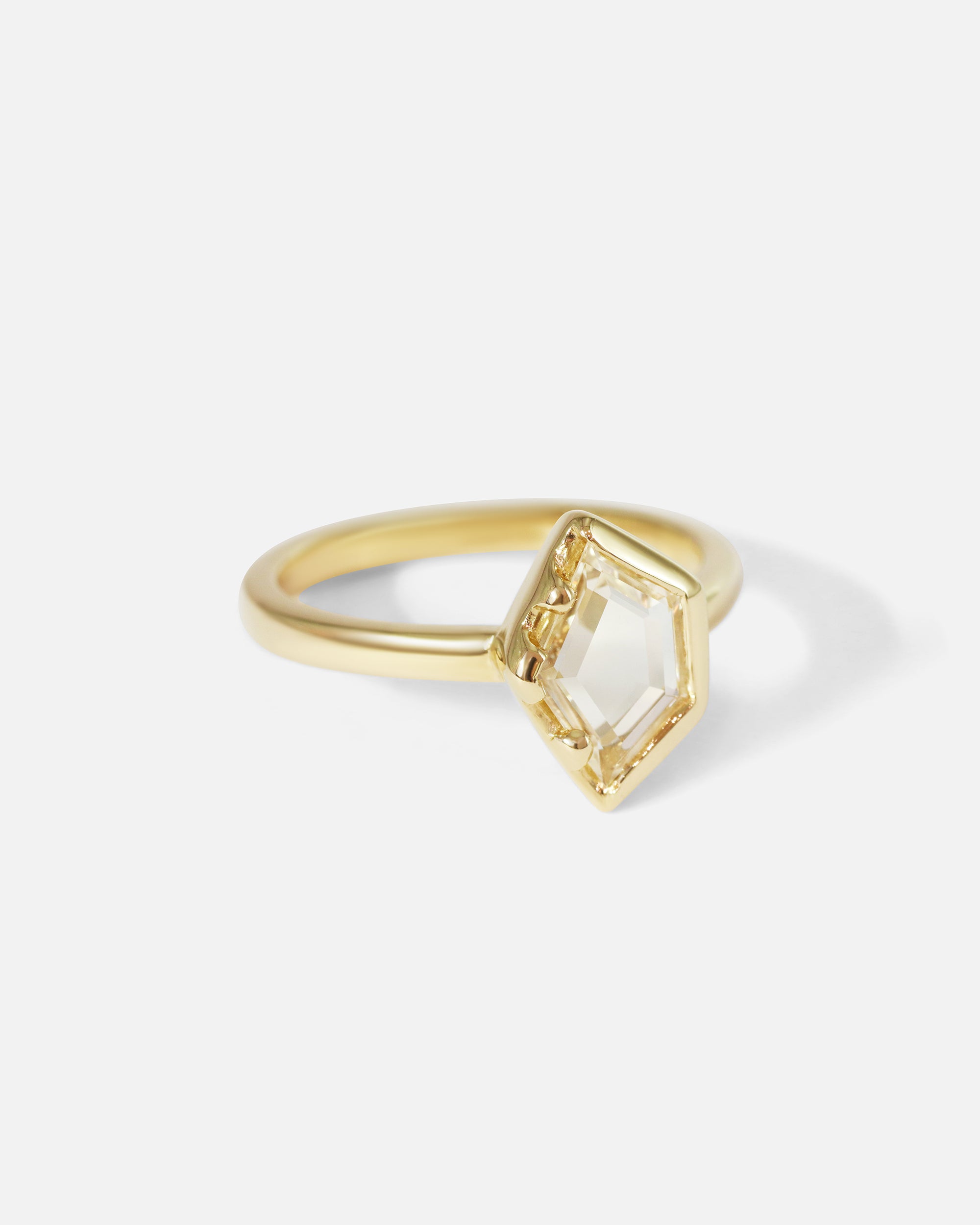 Side view of Portrait Ring / White Sapphire