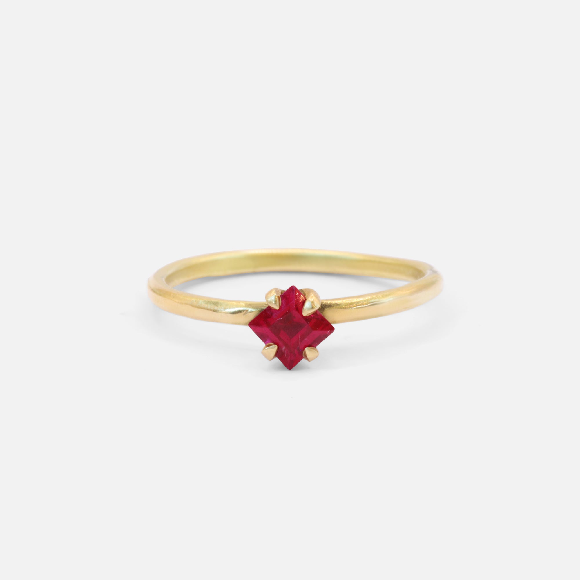 Front view of Stello / Princess Cut Ruby Ring