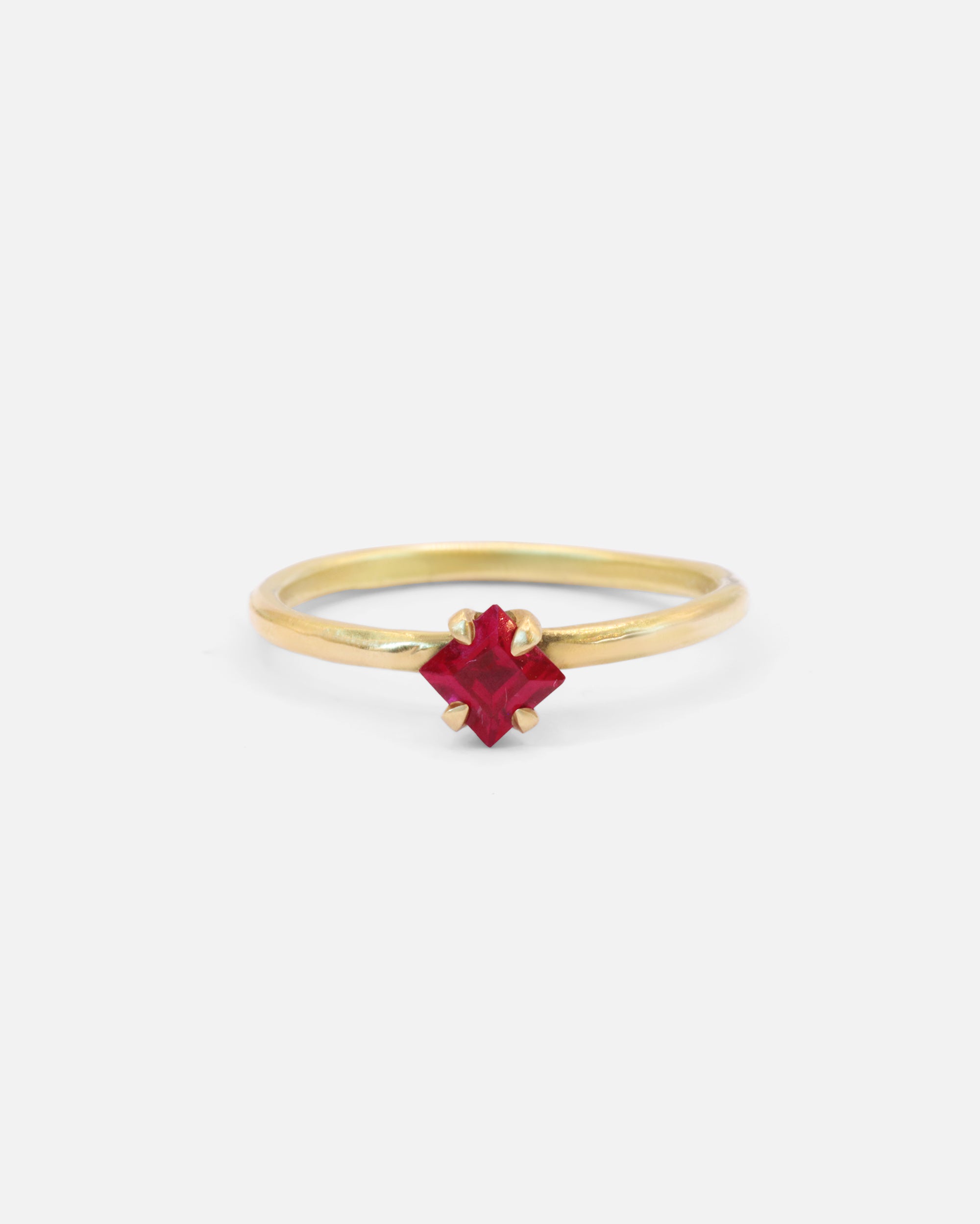 Front view of Stello / Princess Cut Ruby Ring