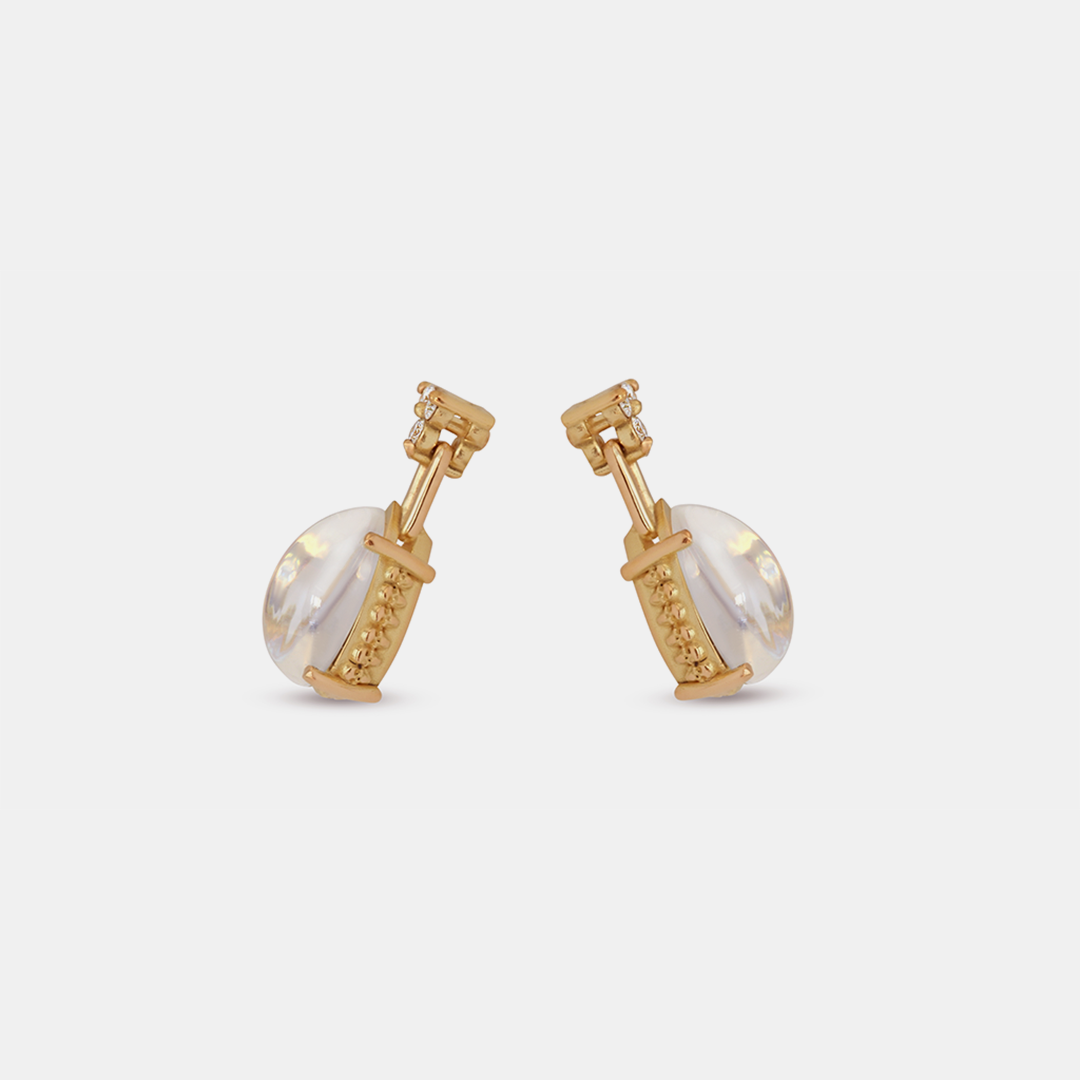 Skull Moonstone + Diamond Drop Earrings By fitzgerald jewelry