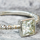 Lifestyle close up shot of Square Bezel Skull Shank / White Diamond