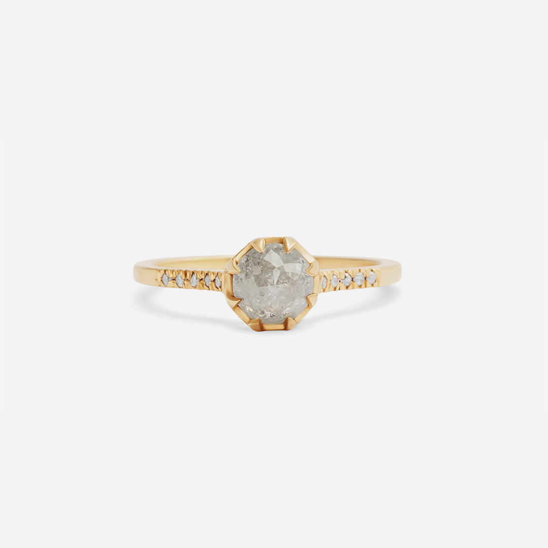 Pave 8 Octagon / Salt + Pepper Diamond + Yellow Gold By fitzgerald jewelry