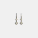 Front view of Skull Double Drop	Earrings in 18k white gold