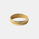 Angled side view of Above and Below Band / Medium in 14k yellow gold
