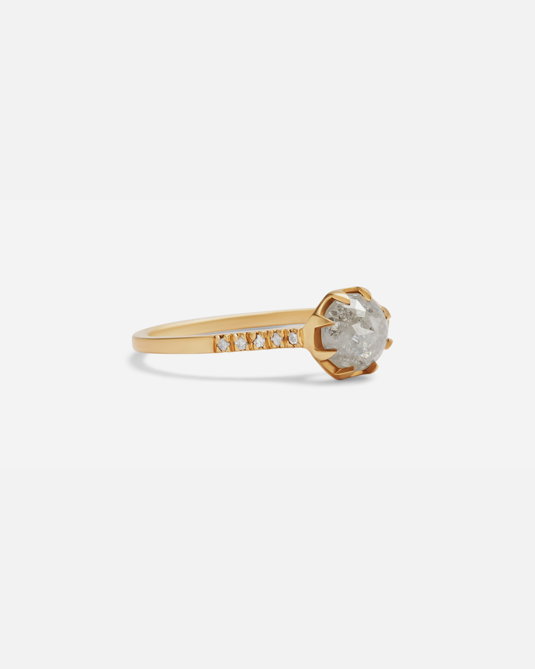 Pave 8 Octagon / Salt + Pepper Diamond + Yellow Gold By fitzgerald jewelry