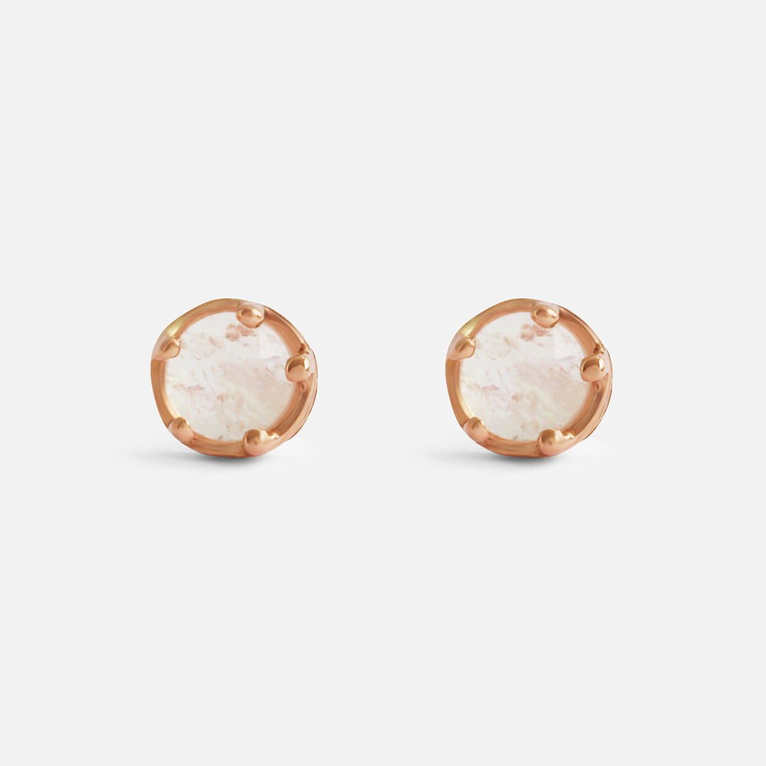 Front view of Moonstone / Rose Gold Studs by Ariko