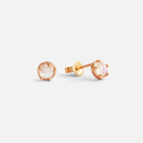 Front and side view of Moonstone / Rose Gold Studs by Ariko
