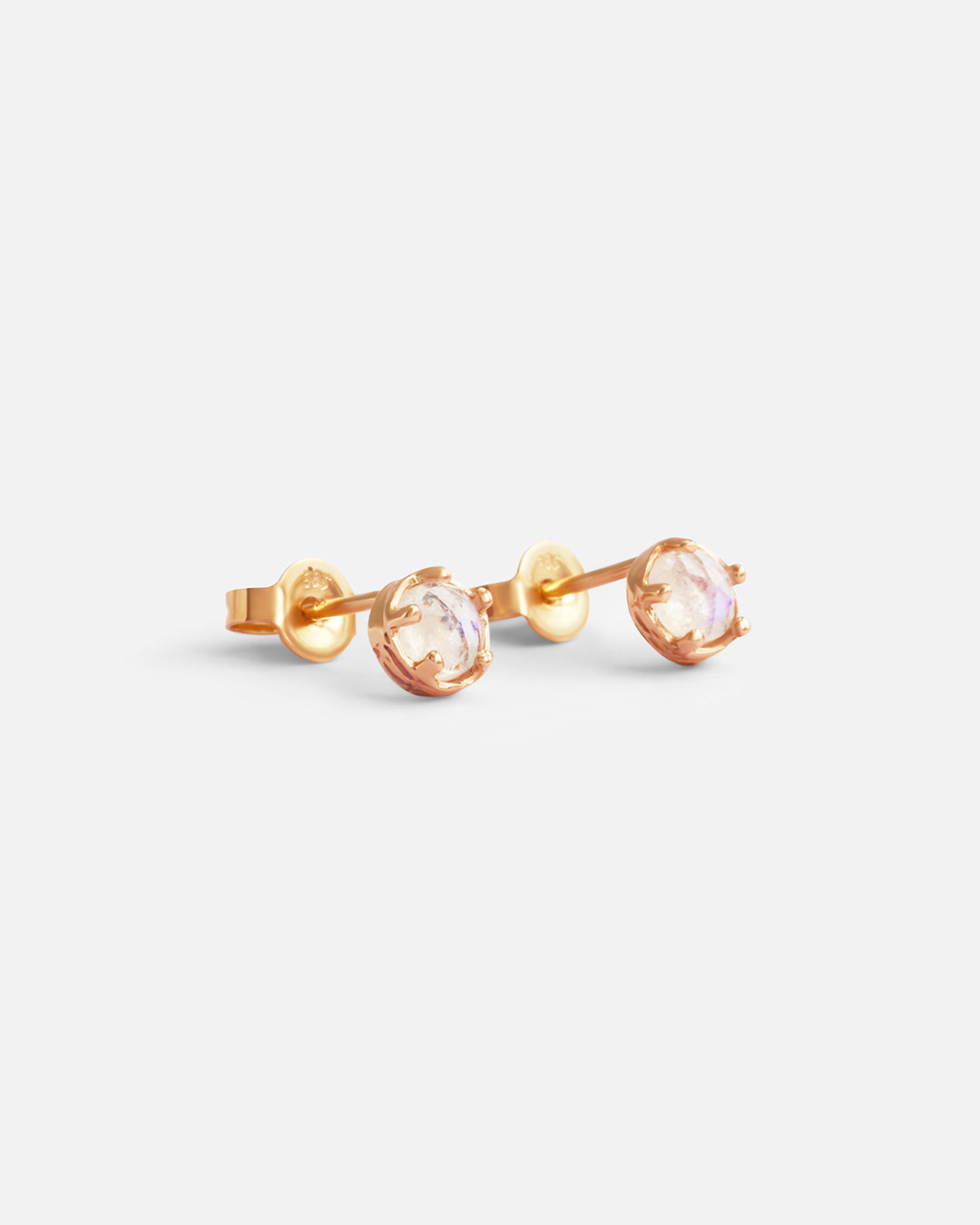 Side view of Moonstone / Rose Gold Studs by Ariko