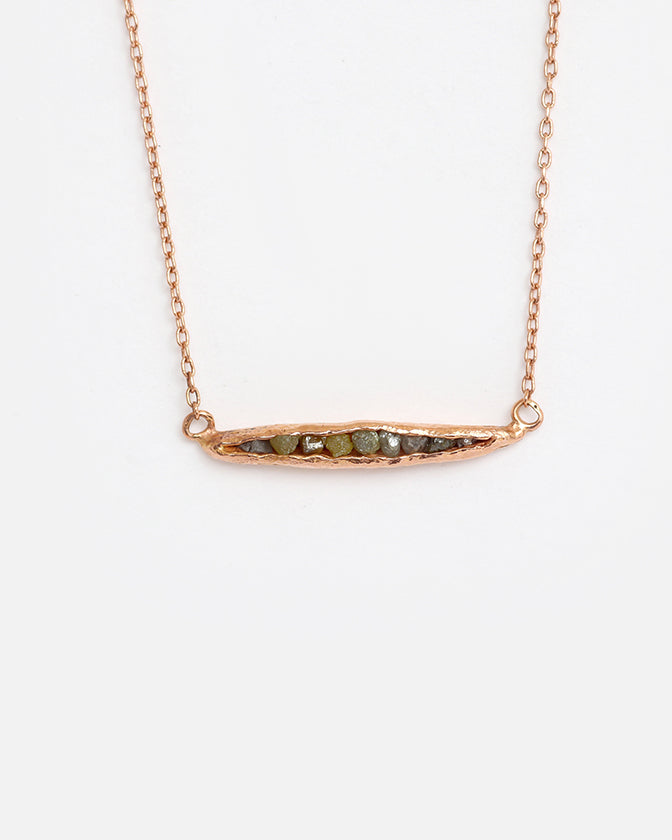 Front view of Rough Grey Diamond Pendant in 14k Rose Gold