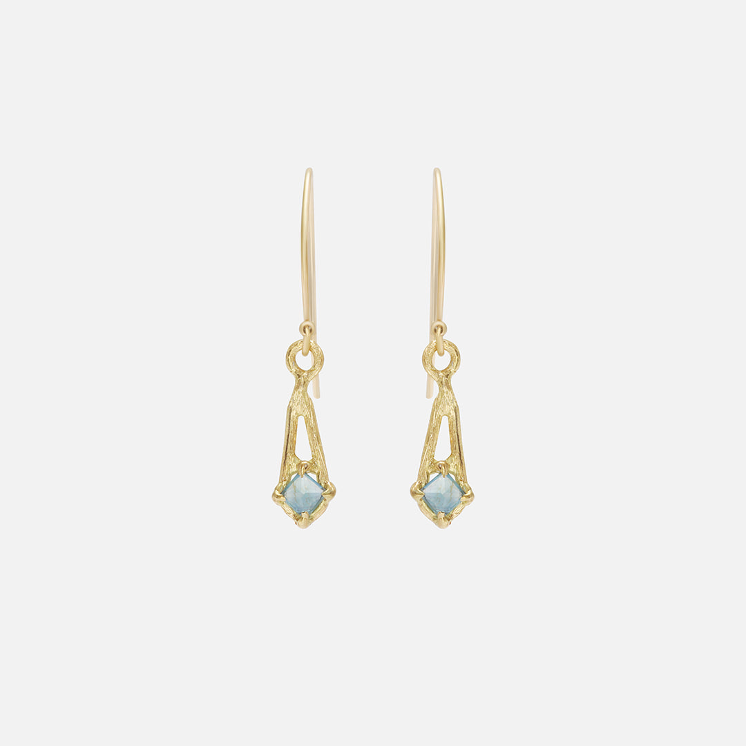 Silk / Pyramid Blue Sapphire Earrings By Hiroyo