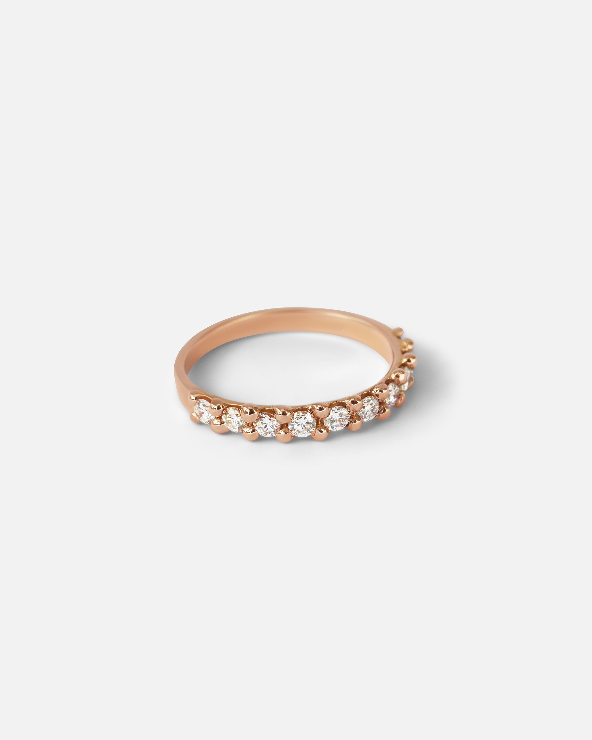 Side shot of Dew / 2.3mm Brilliant Cut Diamond Ring in 18k Rose Gold