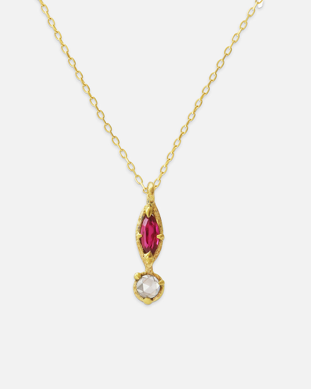 Silk / Ruby + Milky Diamond Pendant By Hiroyo
