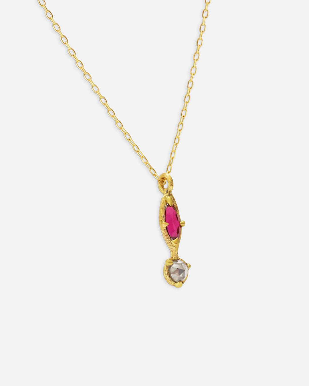 Silk / Ruby + Milky Diamond Pendant By Hiroyo