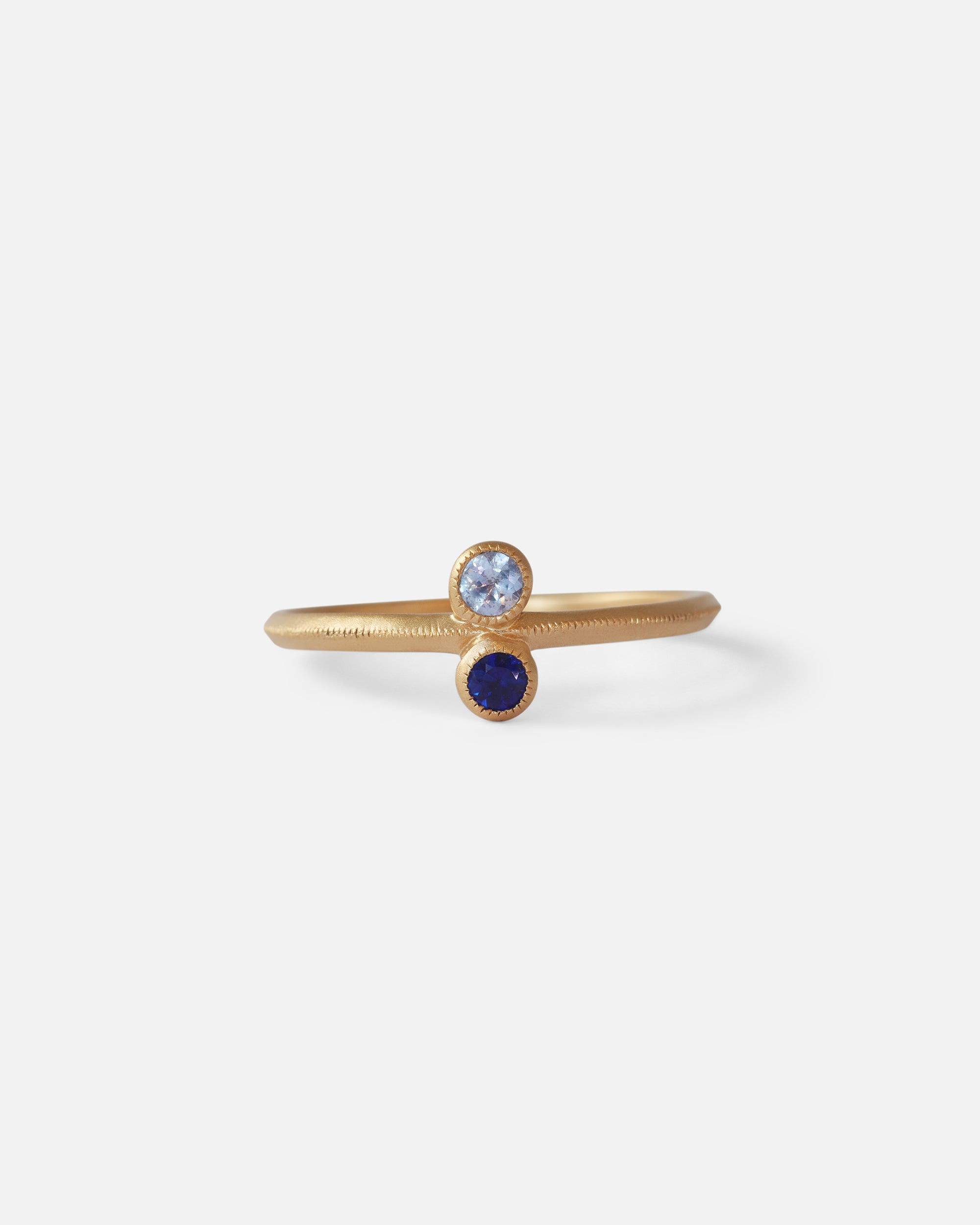 Melee Ball / Toi et Moi / Blue and Light Blue Sapphire Ring By fitzgerald jewelry