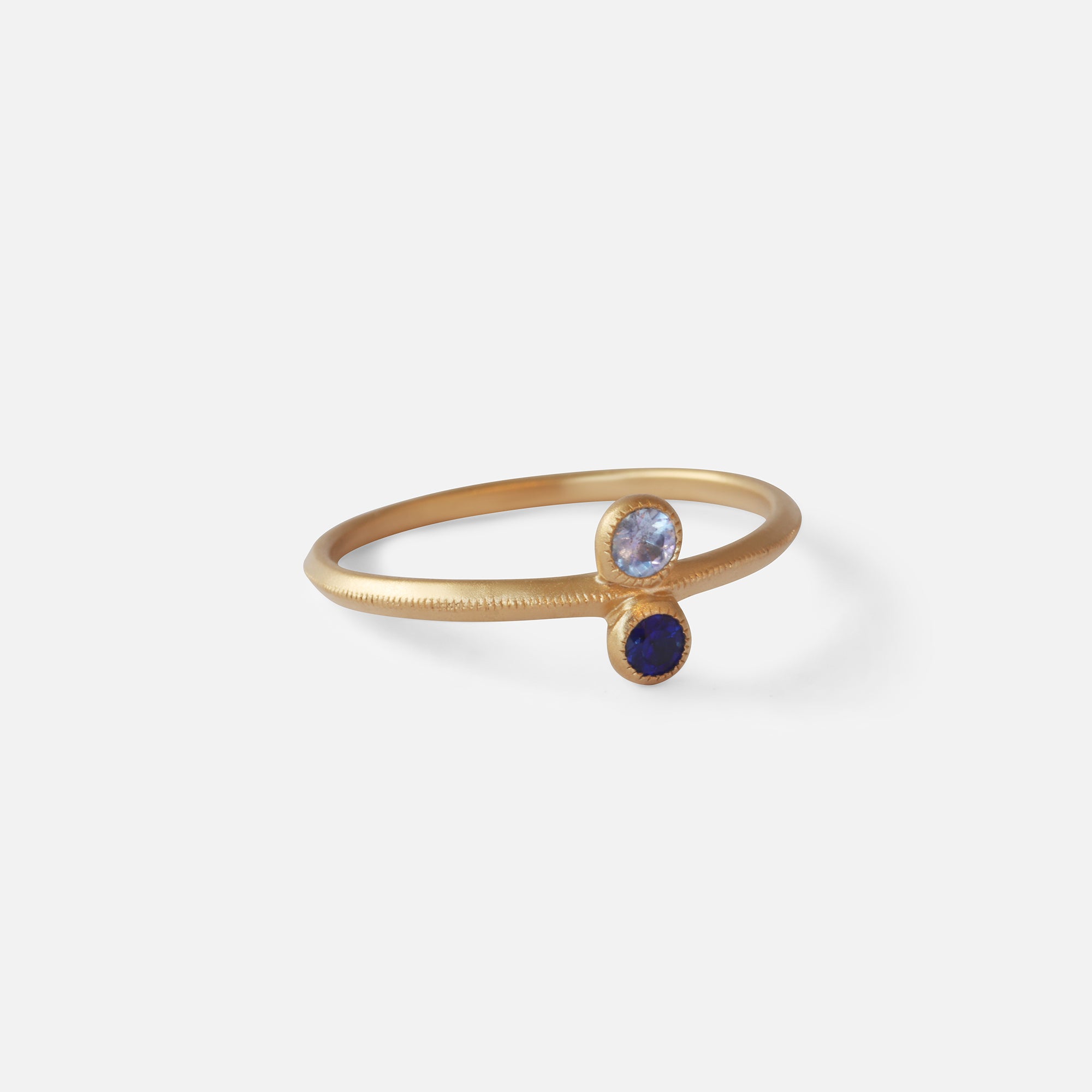 Melee Ball / Toi et Moi / Blue and Light Blue Sapphire Ring By fitzgerald jewelry