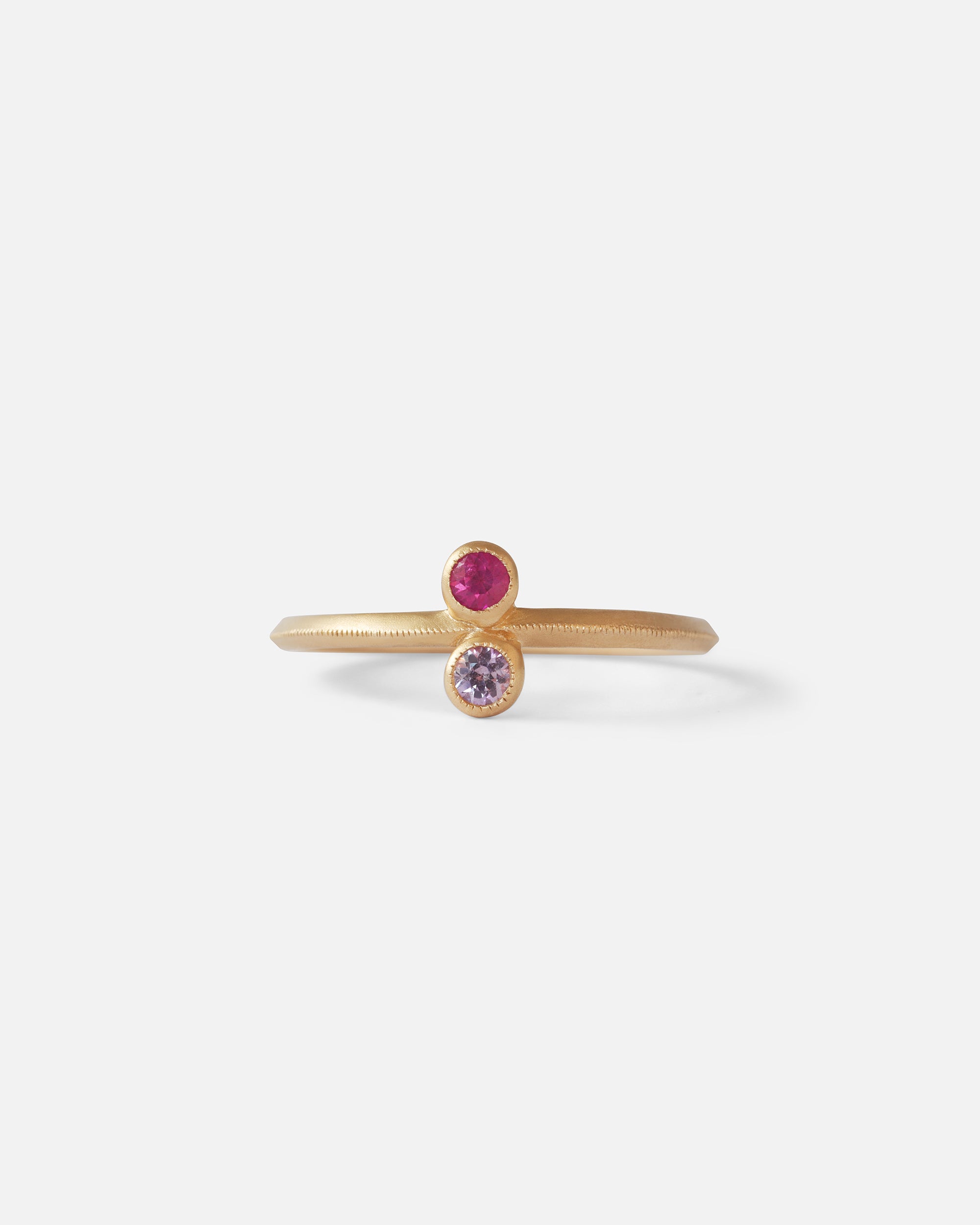 Melee Ball / Toi et Moi / Ruby and Pink Sapphire Ring By fitzgerald jewelry