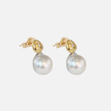 Umi / Triangle Shaped with Akoya Pearl Earrings By Hiroyo
