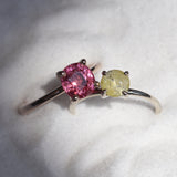Group shot of Lara / Neon Pink Spinel Ring and Lara / Fancy Yellow Round Ring