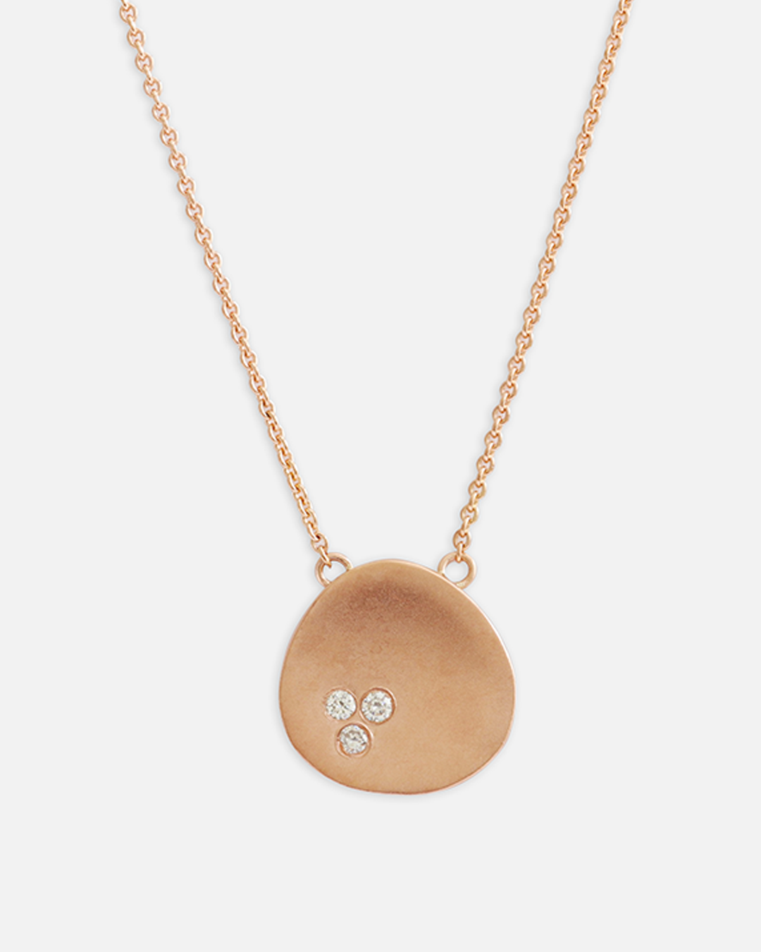 Leaf / Large Rose Gold + Diamonds Pendant By Hiroyo