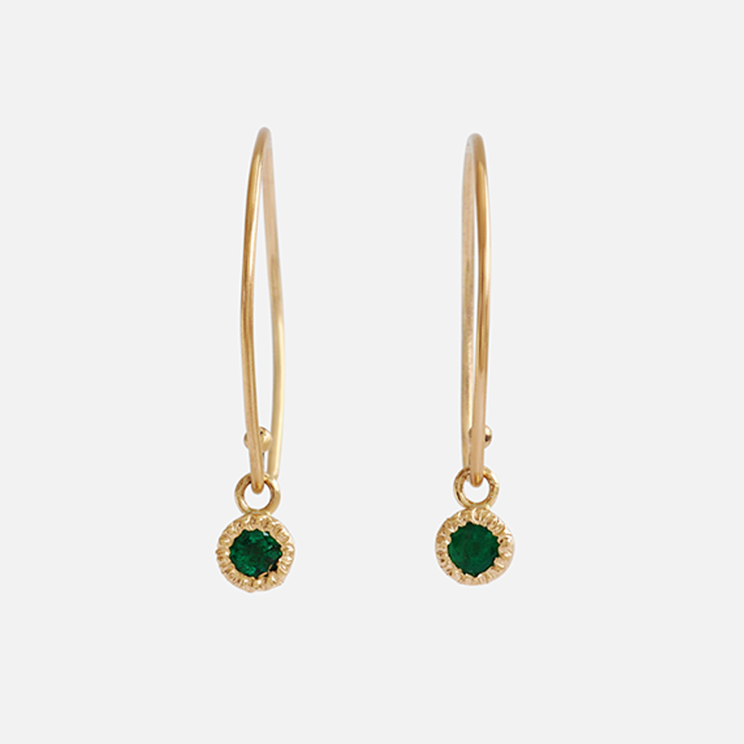 Melee Ball Loop / Emerald Earrings By Hiroyo