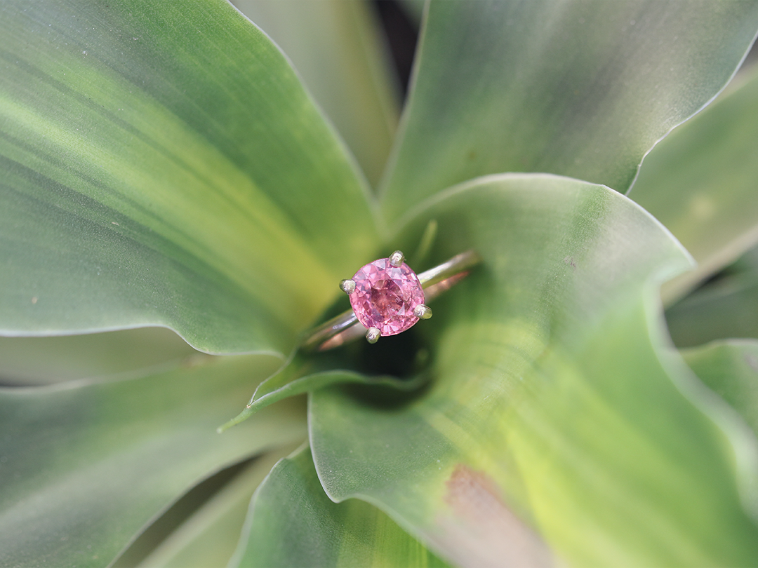 Lifestyle shot of Lara / Neon Pink Spinel Ring