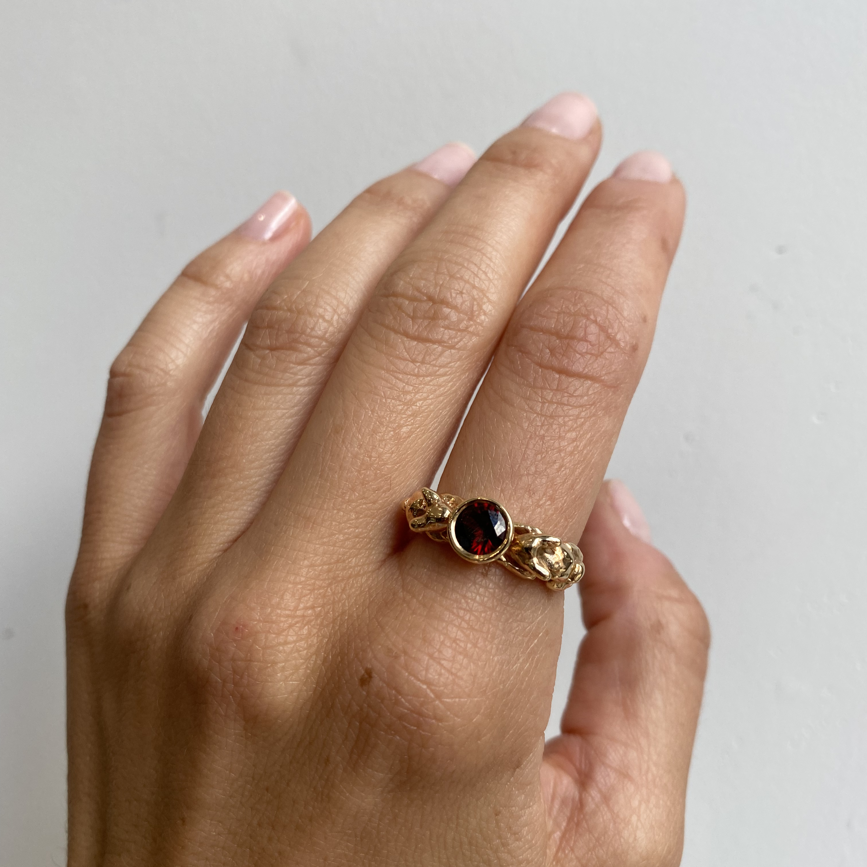 Rough Water Ring / Burmese Garnet By O Channell Designs