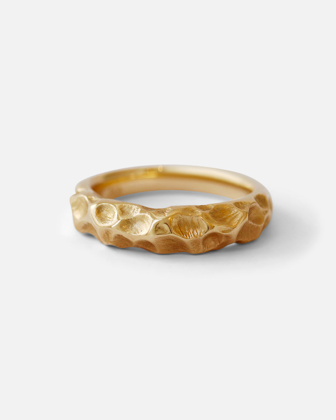 Front view of Rough Water Band / Thick By O Channell Designs in 14k yellow gold