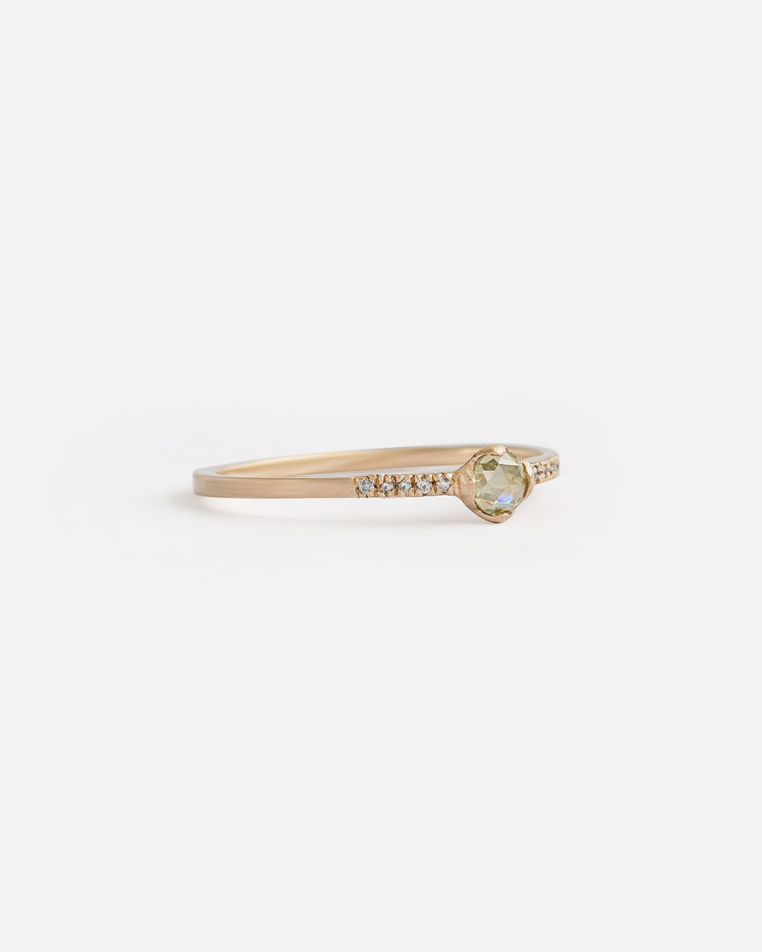 Pave / 3mm Yellowish Rose cut Diamond By fitzgerald jewelry