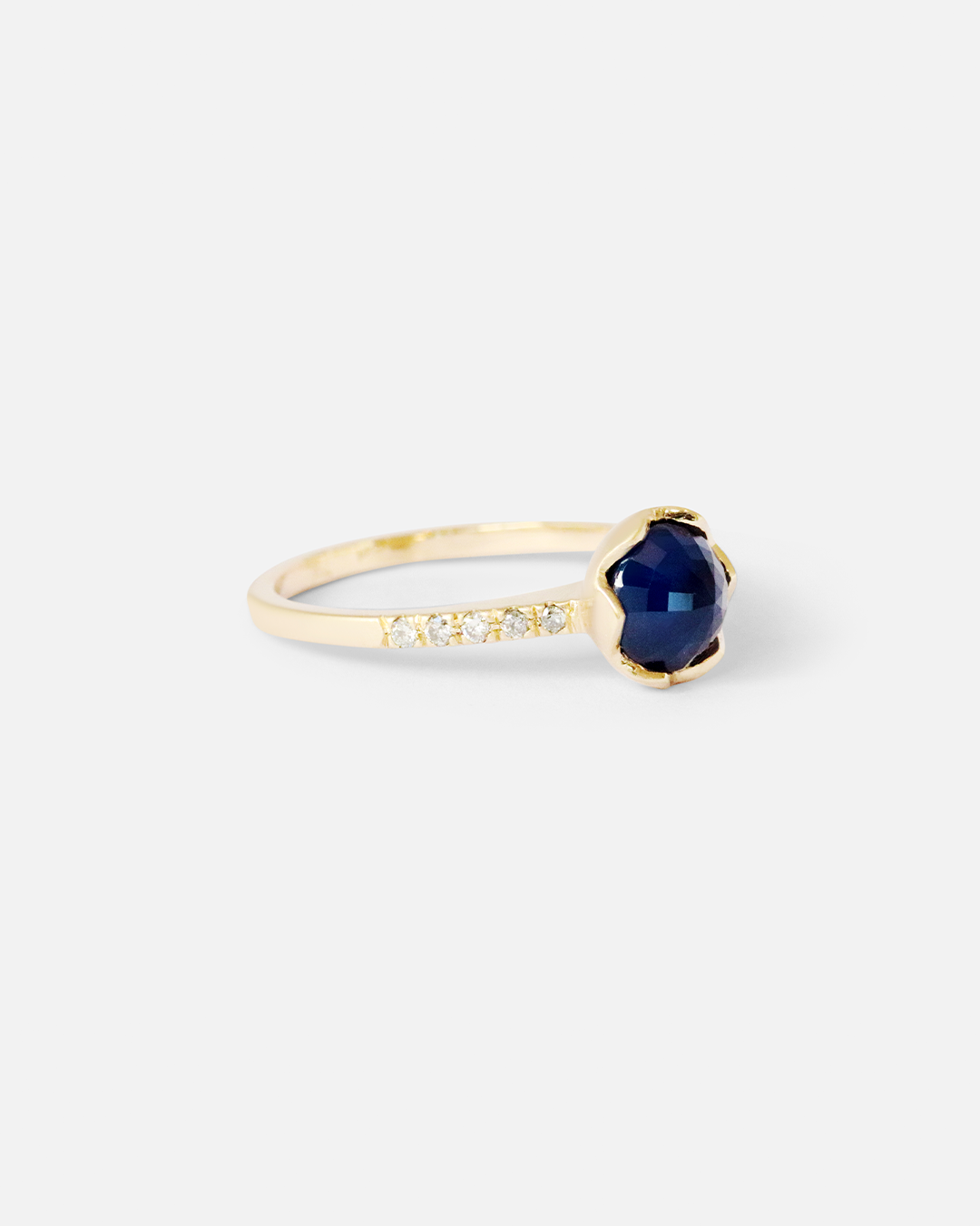 Pave / 6.5mm Blue Sapphire Ring By fitzgerald jewelry