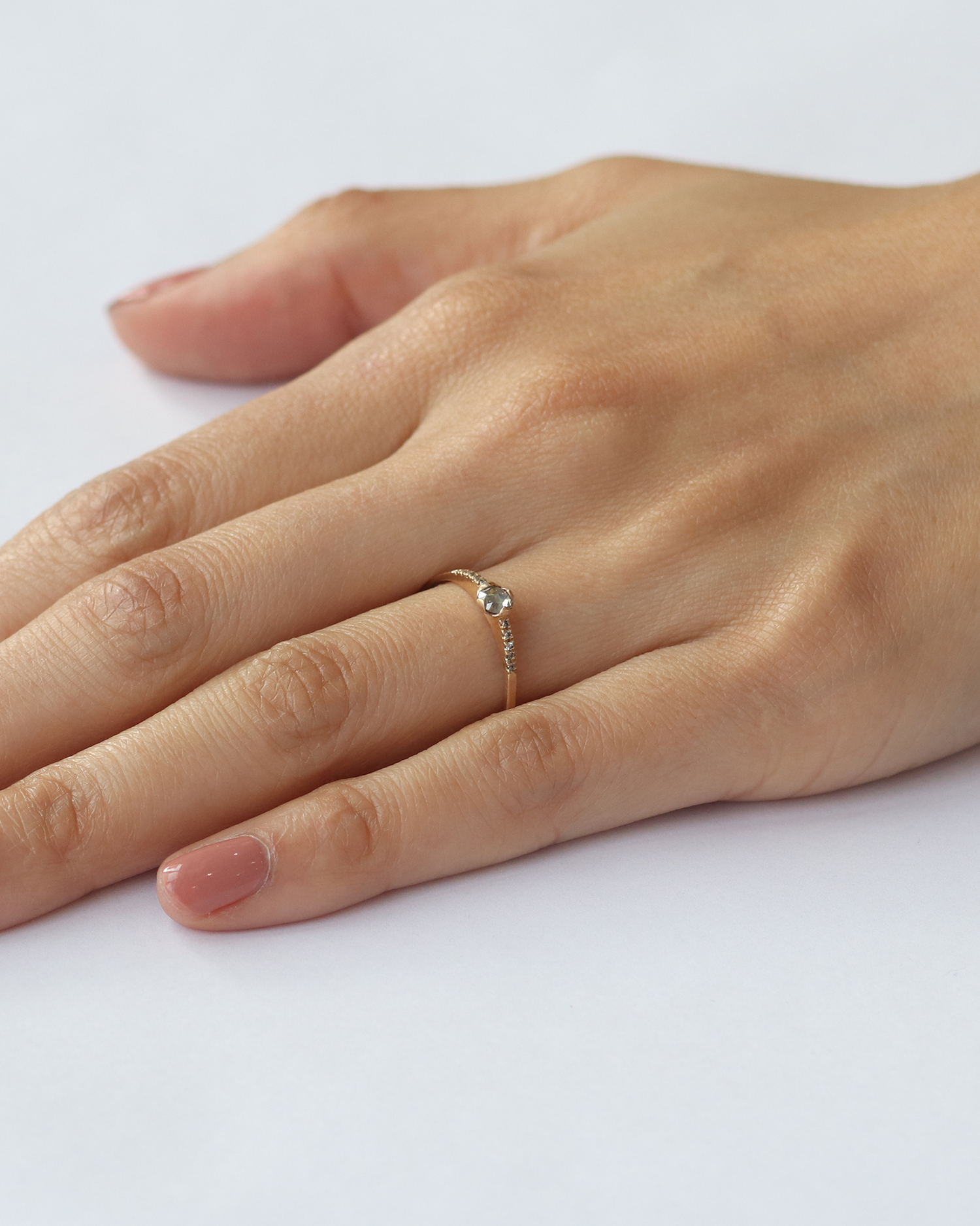 Pave / 3mm Yellowish Rose cut Diamond By fitzgerald jewelry