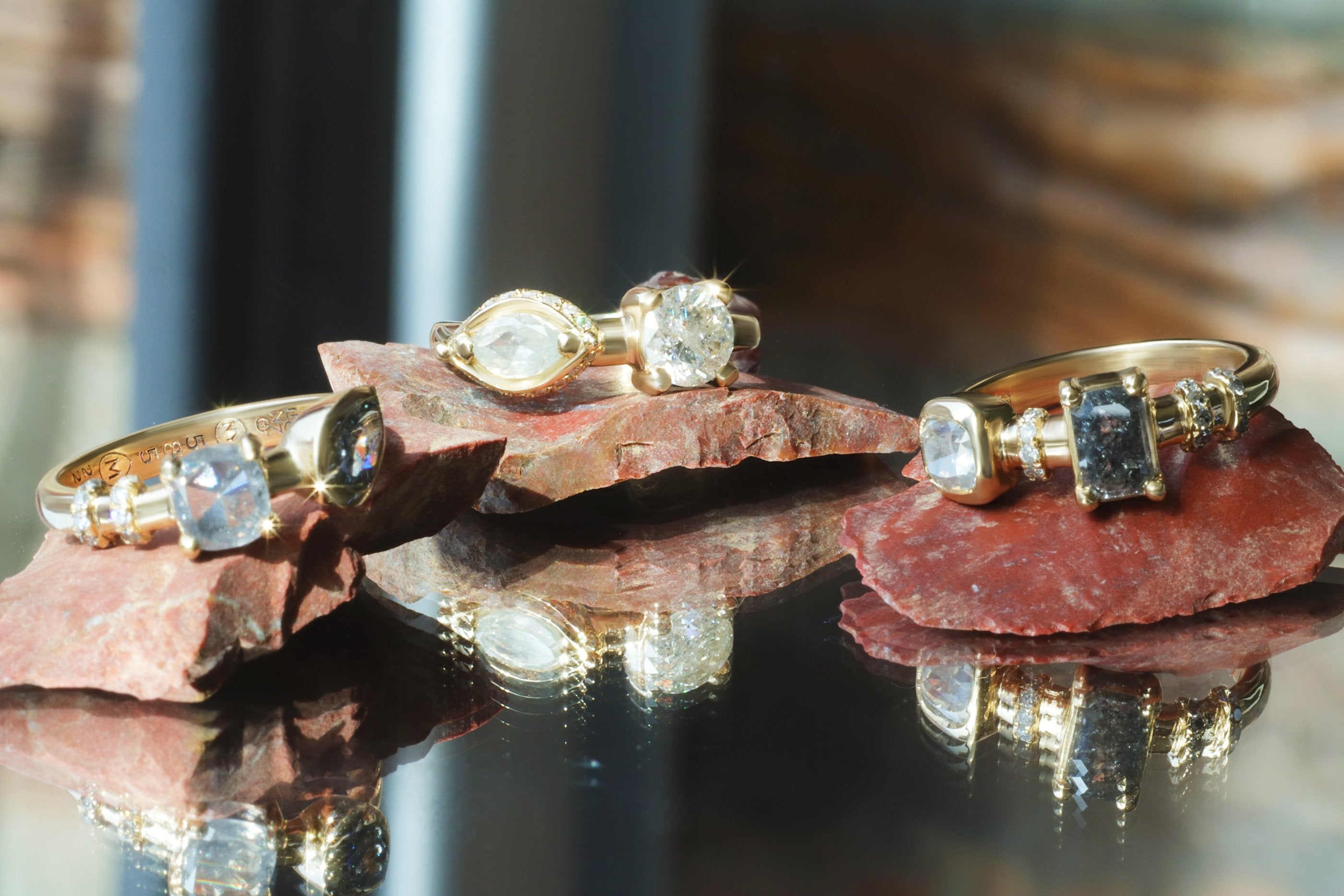 Group of Alfonzo Pieces: Nebula 3 / Diamond Ring, Nebula 4 / Diamond Ring, and Nebula 1 / Diamond Ring
