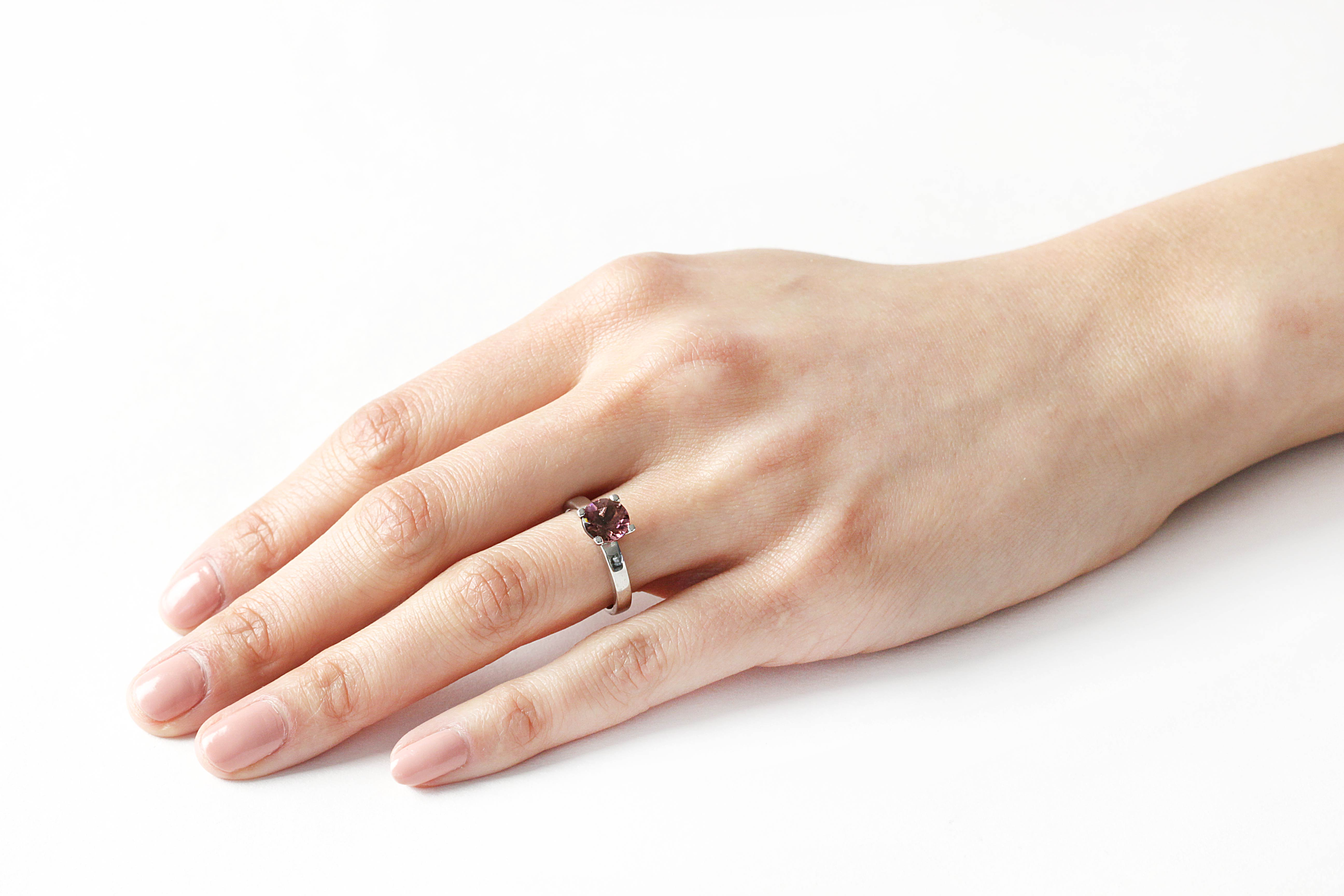 PO Pink Tourmaline ring shown on model's hand