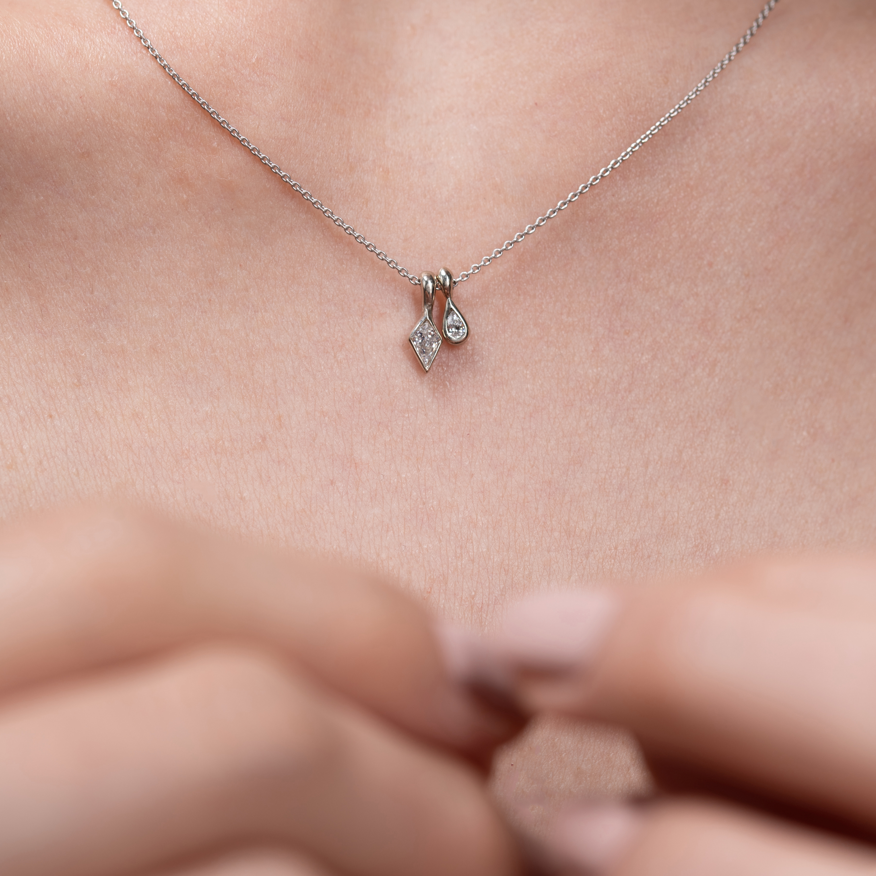 Fitzgerald Jewelry Dainty Pendants in 14k Rose Gold with Black Diamonds