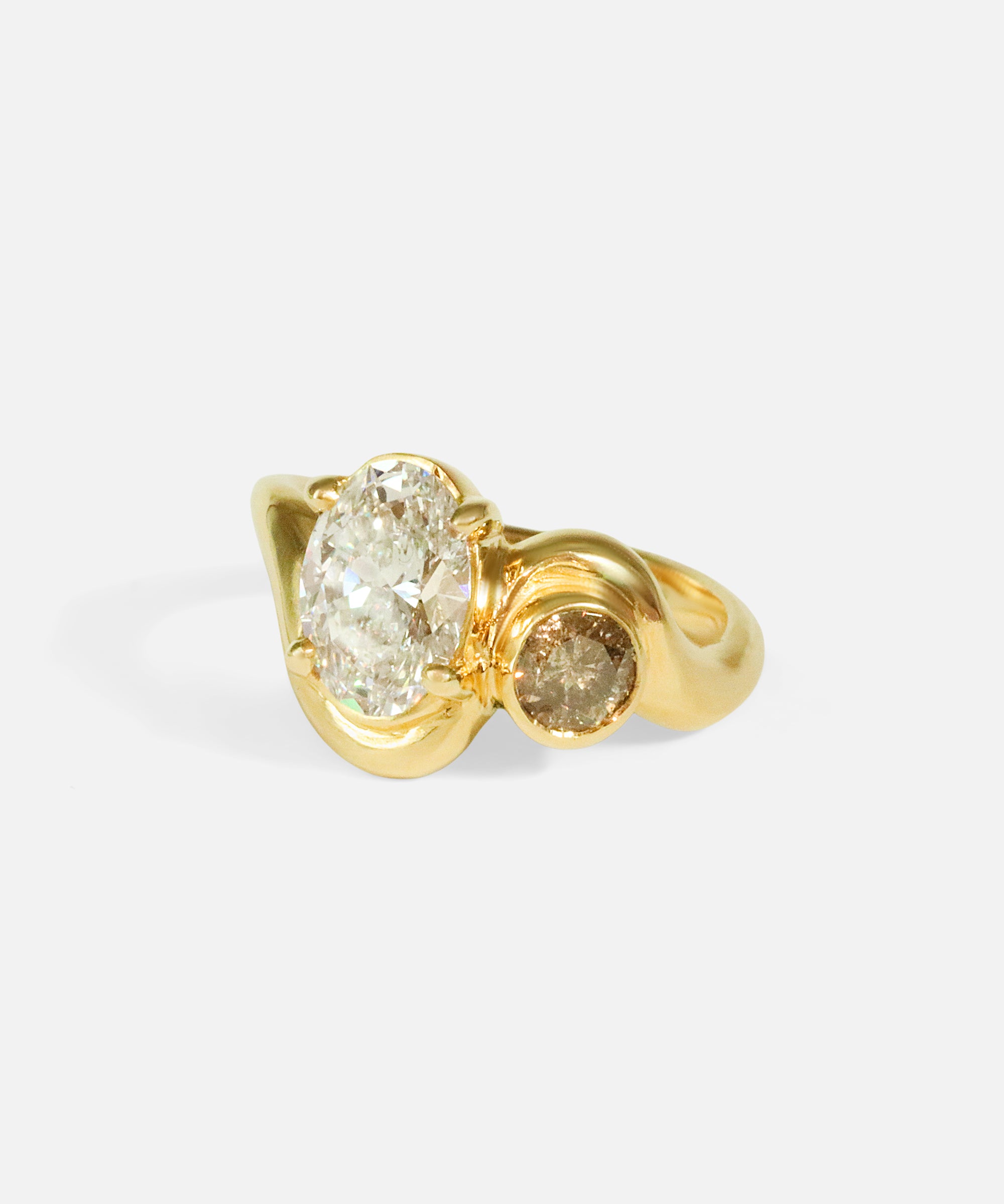 Alternate side view of Dip Toi et Moi Ring / White & Champagne Diamond by Kestrel Dillon