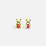 Front view of Mutation Earrings / Pearl & Ruby by Lucia B Marti